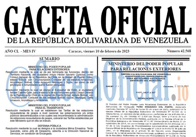 Gaceta Oficial, Gaceta 42568, Gaceta #42568, Gaceta Oficial Venezuela #42568