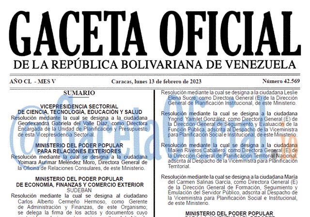 Gaceta Oficial, Gaceta 42569, Gaceta #42569, Gaceta Oficial Venezuela #42569