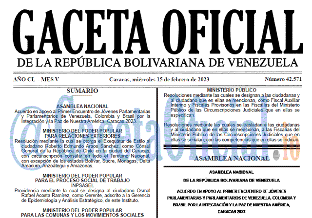 Gaceta Oficial, Gaceta 42571, Gaceta #42571, Gaceta Oficial Venezuela #42571