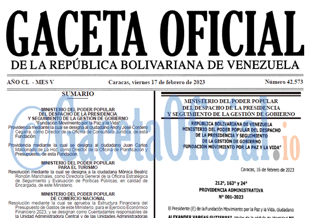 Gaceta Oficial, Gaceta 42573, Gaceta #42573, Gaceta Oficial Venezuela #42573