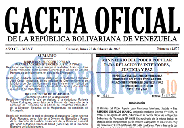 Gaceta Oficial, Gaceta 42577, Gaceta #42577, Gaceta Oficial Venezuela #42577