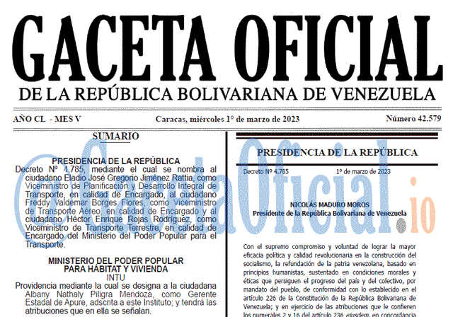 Gaceta Oficial, Gaceta 42579, Gaceta #42579, Gaceta Oficial Venezuela #42579