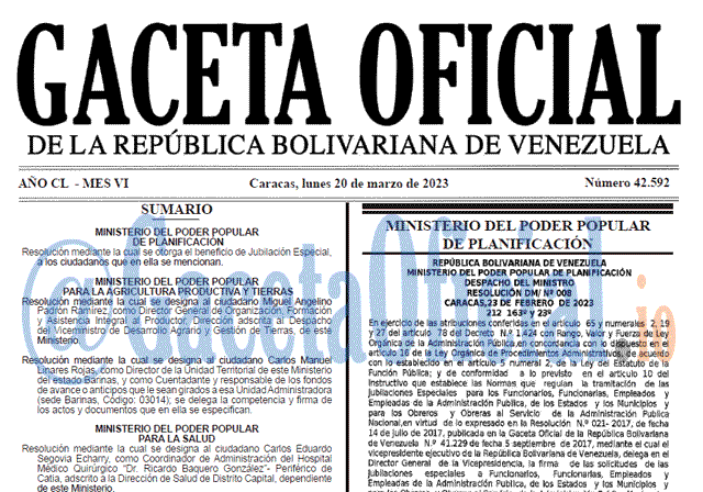 Gaceta Oficial, Gaceta 42592, Gaceta #42592, Gaceta Oficial Venezuela #42592