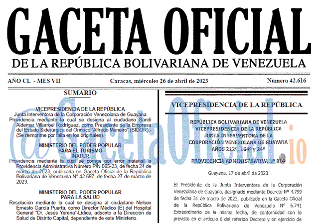 Gaceta Oficial, Gaceta 42616, Gaceta #42616, Gaceta Oficial Venezuela #42616