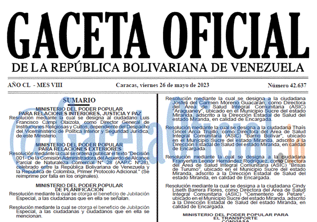 Gaceta Oficial, Gaceta 42637, Gaceta 42637 HD, Gaceta #42637, Gaceta Oficial Venezuela #42637