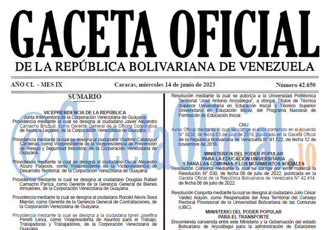 Gaceta Oficial, Gaceta 42650, Gaceta 42650 HD, Gaceta #42650, Gaceta Oficial Venezuela #42650