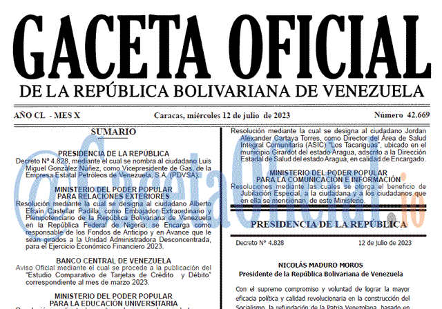 Gaceta Oficial, Gaceta 42669, Gaceta 42669 HD, Gaceta #42669, Gaceta Oficial Venezuela #42669