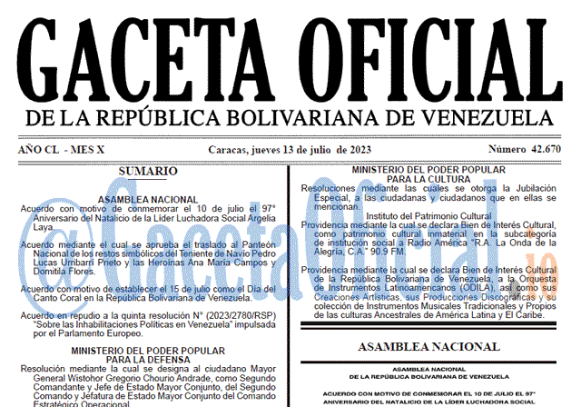 Gaceta Oficial, Gaceta 42670, Gaceta 42670 HD, Gaceta #42670, Gaceta Oficial Venezuela #42670