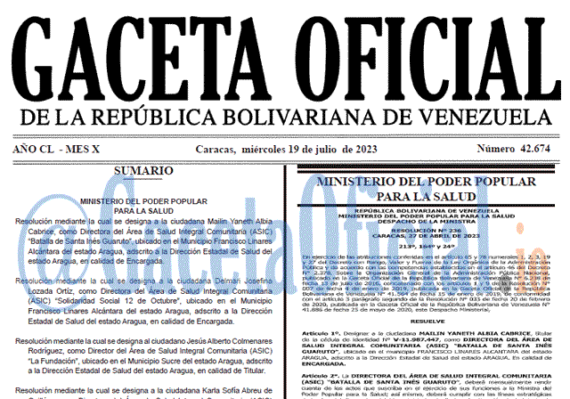 Gaceta Oficial, Gaceta 42674, Gaceta 42674 HD, Gaceta #42674, Gaceta Oficial Venezuela #42674