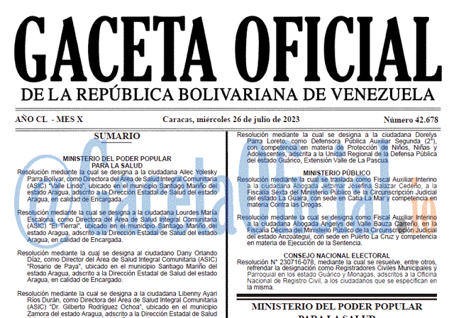 Gaceta Oficial, Gaceta 42678, Gaceta 42678 HD, Gaceta #42678, Gaceta Oficial Venezuela #42678