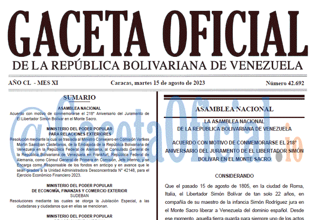 Gaceta Oficial, Gaceta 42692, Gaceta 42692 HD, Gaceta #42692, Gaceta Oficial Venezuela #42692