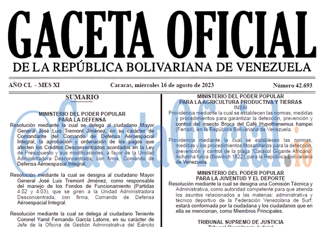 Gaceta Oficial, Gaceta 42693, Gaceta 42693 HD, Gaceta #42693, Gaceta Oficial Venezuela #42693
