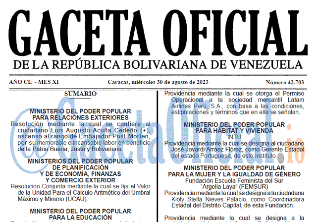 Gaceta Oficial, Gaceta 42703, Gaceta 42703 HD, Gaceta #42703, Gaceta Oficial Venezuela #42703