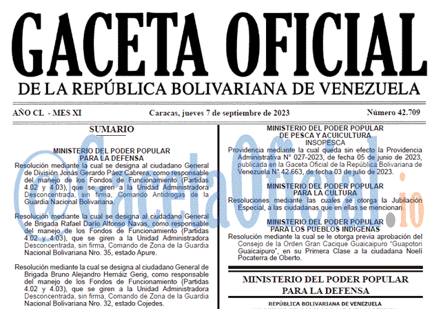 Gaceta Oficial, Gaceta 42709, Gaceta 42709 HD, Gaceta #42709, Gaceta Oficial Venezuela #42709