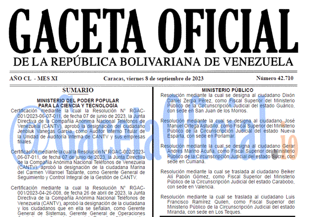 Gaceta Oficial, Gaceta 42710, Gaceta 42710 HD, Gaceta #42710, Gaceta Oficial Venezuela #42710