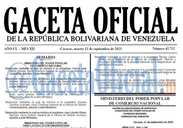 Gaceta Oficial, Gaceta 42712, Gaceta 42712 HD, Gaceta #42712, Gaceta Oficial Venezuela #42712
