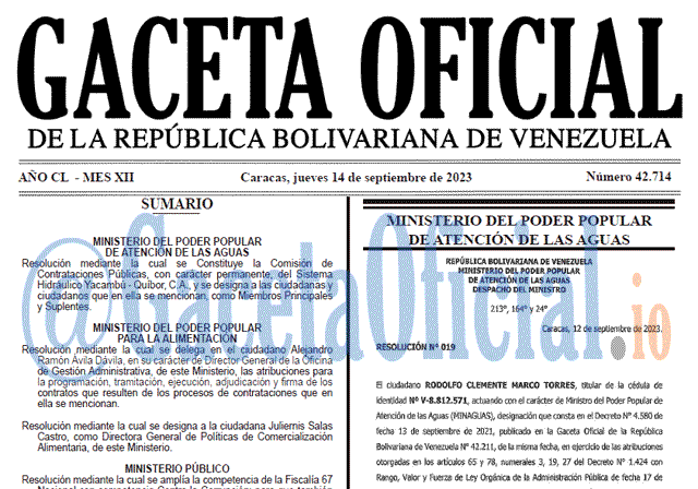 Gaceta Oficial, Gaceta 42714, Gaceta 42714 HD, Gaceta #42714, Gaceta Oficial Venezuela #42714