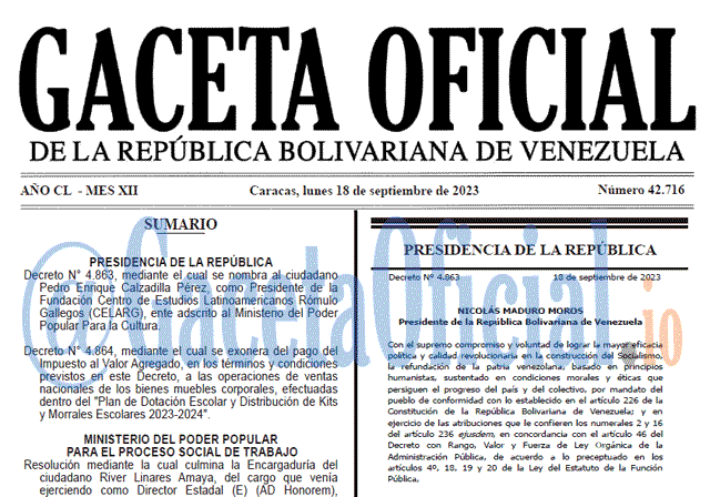 Gaceta Oficial, Gaceta 42716, Gaceta 42716 HD, Gaceta #42716, Gaceta Oficial Venezuela #42716