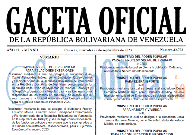 Gaceta Oficial, Gaceta 42723, Gaceta 42723 HD, Gaceta #42723, Gaceta Oficial Venezuela #42723