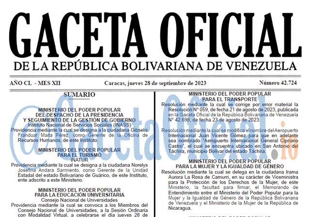 Gaceta Oficial, Gaceta 42724, Gaceta 42724 HD, Gaceta #42724, Gaceta Oficial Venezuela #42724
