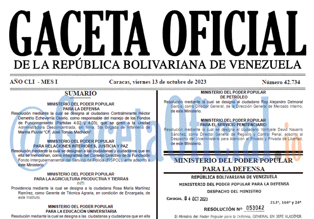 Venezuela Gaceta Oficial 42734 del 13 octubre 2023 Gaceta Oficial, Gaceta 42734, Gaceta 42734 HD, Gaceta #42734, Gaceta Oficial Venezuela #42734