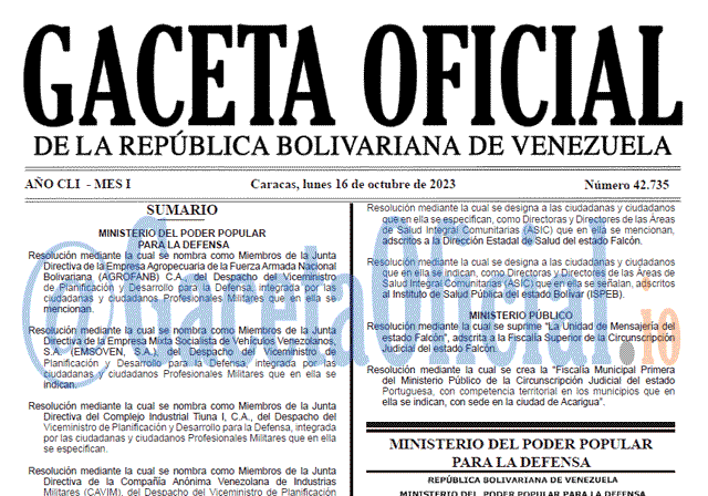 Venezuela Gaceta Oficial 42735 del 16 octubre 2023 Gaceta Oficial, Gaceta 42735, Gaceta 42735 HD, Gaceta #42735, Gaceta Oficial Venezuela #42735