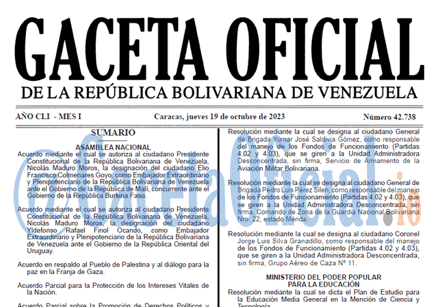Venezuela Gaceta Oficial 42738 del 19 octubre 2023 Gaceta Oficial, Gaceta 42738, Gaceta 42738 HD, Gaceta #42738, Gaceta Oficial Venezuela #42738