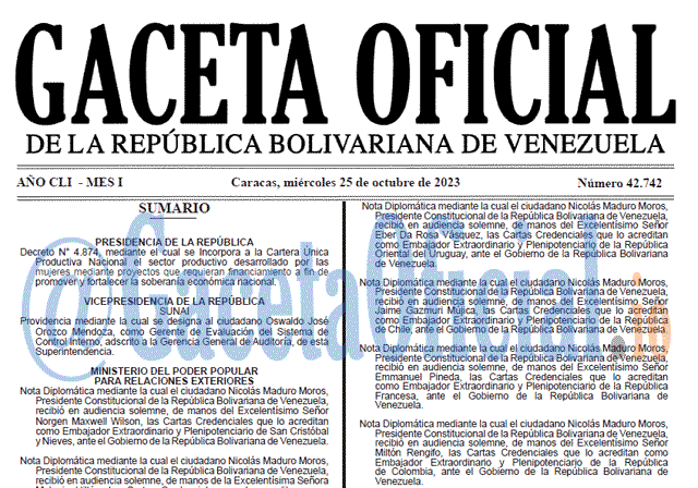Venezuela Gaceta Oficial 42742 del 25 Octubre 2023 Gaceta Oficial, Gaceta 42742, Gaceta 42742 HD, Gaceta #42742, Gaceta Oficial Venezuela #42742