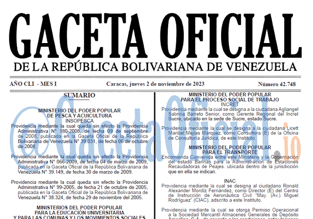 Venezuela Gaceta Oficial 42748 del 2 Noviembre 2023 Gaceta Oficial, Gaceta 42748, Gaceta 42748 HD, Gaceta #42748, Gaceta Oficial Venezuela #42748