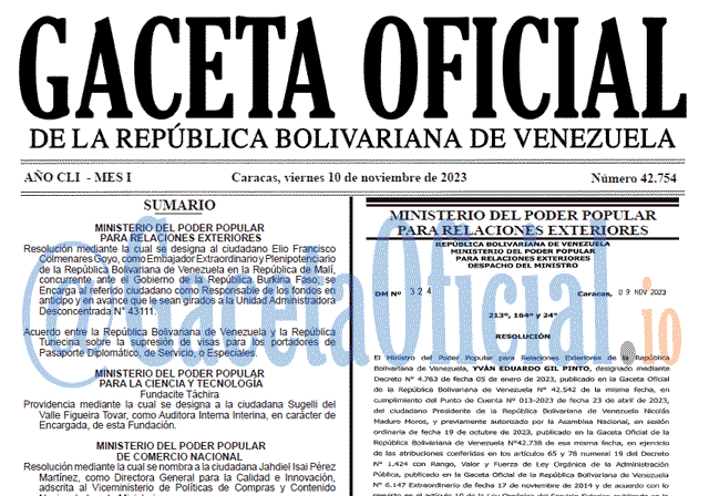 Gaceta Oficial, Gaceta 42754, Gaceta 42754 HD, Gaceta #42754, Gaceta Oficial Venezuela #42754