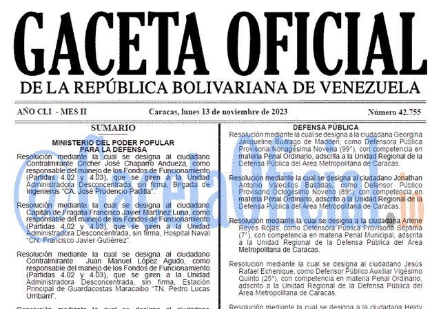 Gaceta Oficial, Gaceta 42755, Gaceta 42755 HD, Gaceta #42755, Gaceta Oficial Venezuela #42755