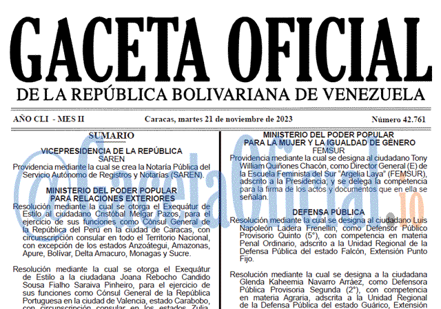 Gaceta Oficial, Gaceta 42761, Gaceta 42761 HD, Gaceta #42761, Gaceta Oficial Venezuela #42761