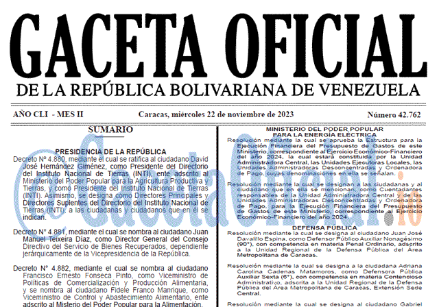 Gaceta Oficial, Gaceta 42762, Gaceta 42762 HD, Gaceta #42762, Gaceta Oficial Venezuela #42762
