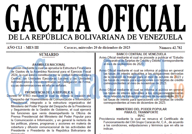 Gaceta Oficial, Gaceta 42782, Gaceta 42782 HD, Gaceta #42782, Gaceta Oficial Venezuela #42782
