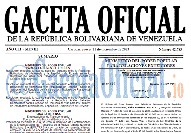Gaceta Oficial, Gaceta 42783, Gaceta 42783 HD, Gaceta #42783, Gaceta Oficial Venezuela #42783