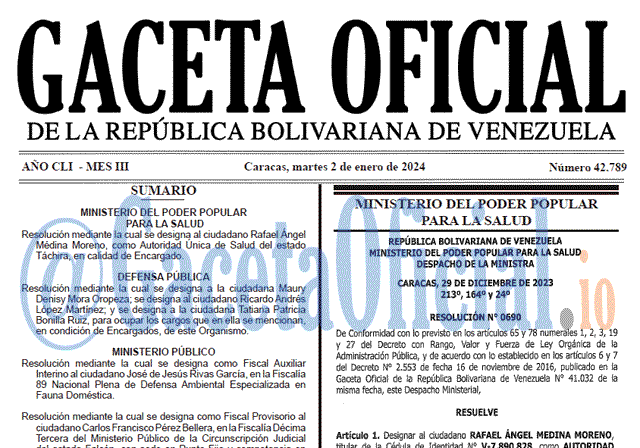 Venezuela Gaceta Oficial 42789 del 2 enero 2024 Gaceta Oficial, Gaceta 42789, Gaceta 42789 HD, Gaceta #42789, Gaceta Oficial Venezuela #42789