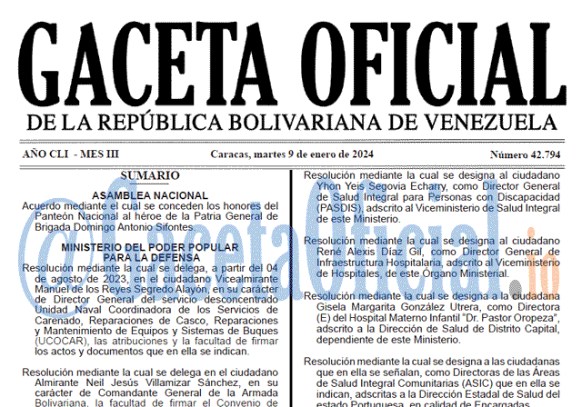 Gaceta Oficial, Gaceta 42794, Gaceta 42794 HD, Gaceta #42794, Gaceta Oficial Venezuela #42794