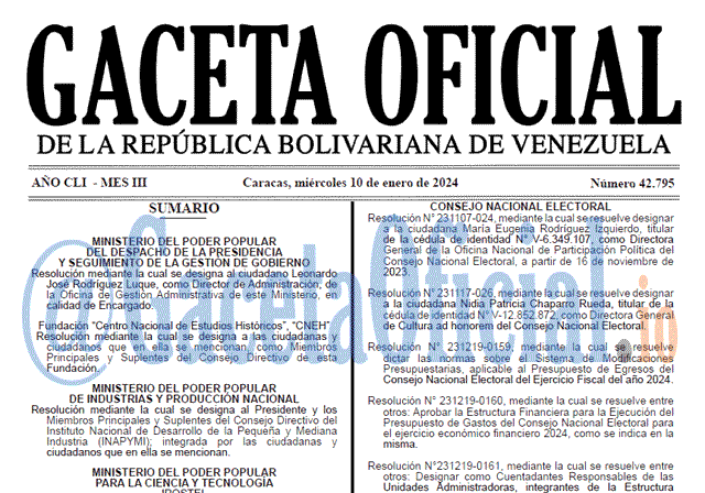 Gaceta Oficial, Gaceta 42795, Gaceta 42795 HD, Gaceta #42795, Gaceta Oficial Venezuela #42795