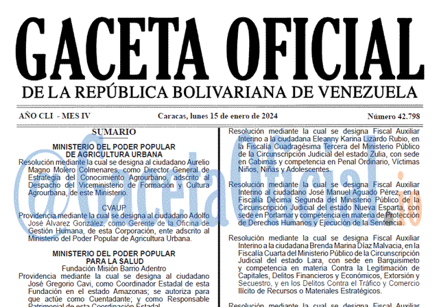 Gaceta Oficial, Gaceta 42798, Gaceta 42798 HD, Gaceta #42798, Gaceta Oficial Venezuela #42798