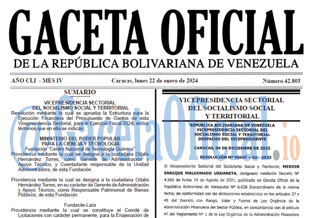 Gaceta Oficial, Gaceta 42803, Gaceta 42803 HD, Gaceta #42803, Gaceta Oficial Venezuela #42803