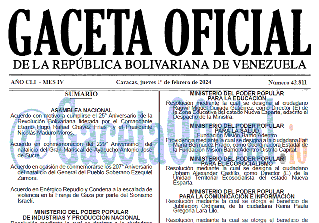 Gaceta Oficial, Gaceta 42811, Gaceta 42811 HD, Gaceta #42811, Gaceta Oficial Venezuela #42811
