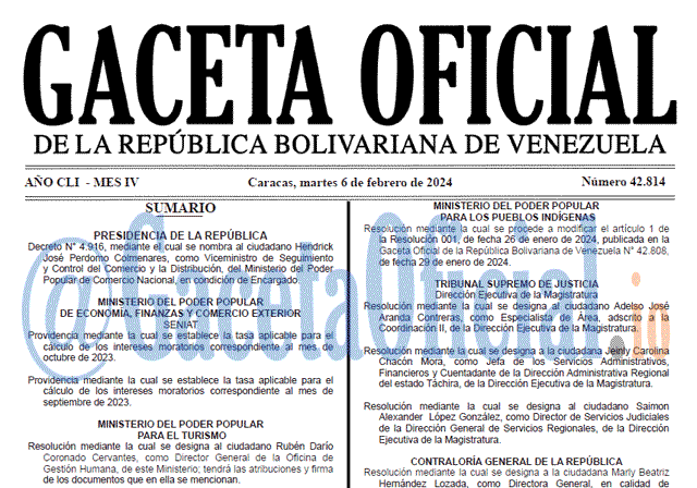 Gaceta Oficial, Gaceta 42814, Gaceta 42814 HD, Gaceta #42814, Gaceta Oficial Venezuela #42814