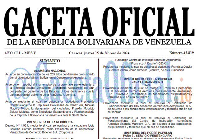 Gaceta Oficial, Gaceta 42819, Gaceta 42819 HD, Gaceta #42819, Gaceta Oficial Venezuela #42819