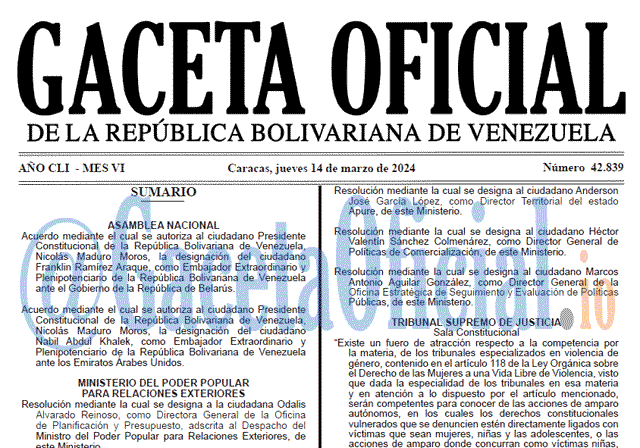 Gaceta Oficial, Gaceta 42839, Gaceta 42839 HD, Gaceta #42839, Gaceta Oficial Venezuela #42839