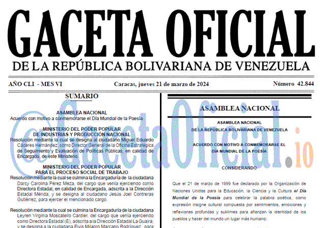 Gaceta Oficial, Gaceta 42844, Gaceta 42844 HD, Gaceta #42844, Gaceta Oficial Venezuela #42844