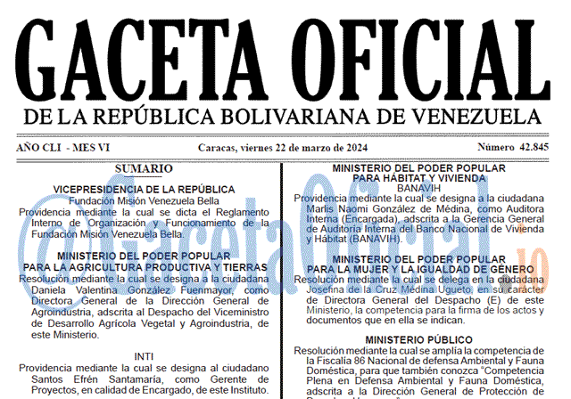 Gaceta Oficial, Gaceta 42845, Gaceta 42845 HD, Gaceta #42845, Gaceta Oficial Venezuela #42845