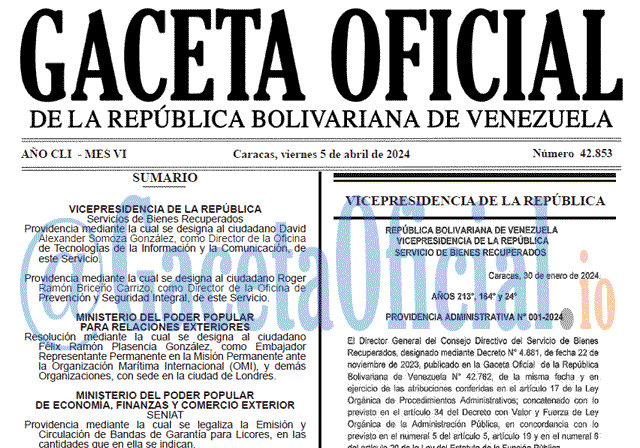Gaceta Oficial, Gaceta 42853, Gaceta 42853 HD, Gaceta #42853, Gaceta Oficial Venezuela #42853