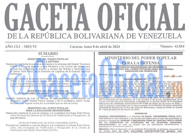 Gaceta Oficial, Gaceta 42854, Gaceta 42854 HD, Gaceta #42854, Gaceta Oficial Venezuela #42854