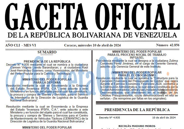 Gaceta Oficial, Gaceta 42856, Gaceta 42856 HD, Gaceta #42856, Gaceta Oficial Venezuela #42856