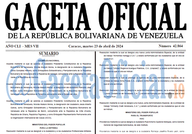 Gaceta Oficial, Gaceta 42864, Gaceta 42864 HD, Gaceta #42864, Gaceta Oficial Venezuela #42864